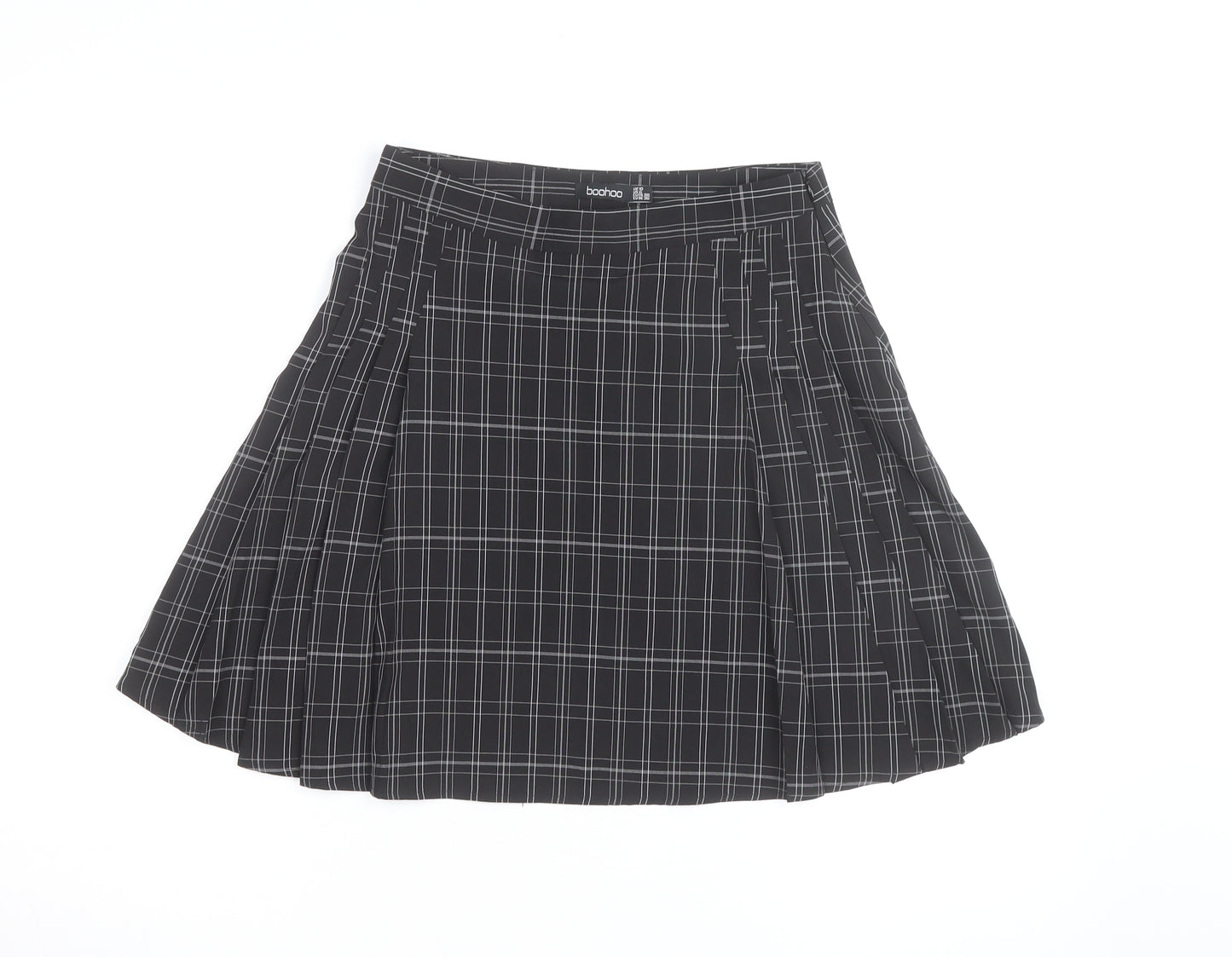 Boohoo Women's Black Check Pleated Mini Skirt Size 10