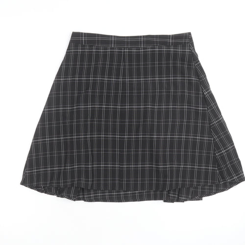 Boohoo Women's Black Check Pleated Mini Skirt Size 10