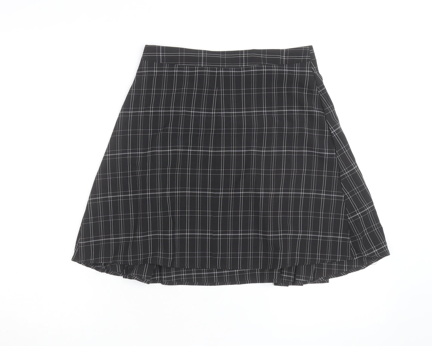 Boohoo Women's Black Check Pleated Mini Skirt Size 10