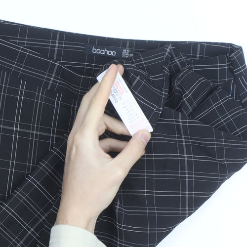 Boohoo Women's Black Check Pleated Mini Skirt Size 10