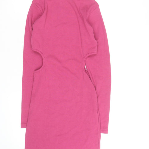 Nasty Gal Women’s Pink Cut-Out Long Sleeve Bodycon Dress Size 8