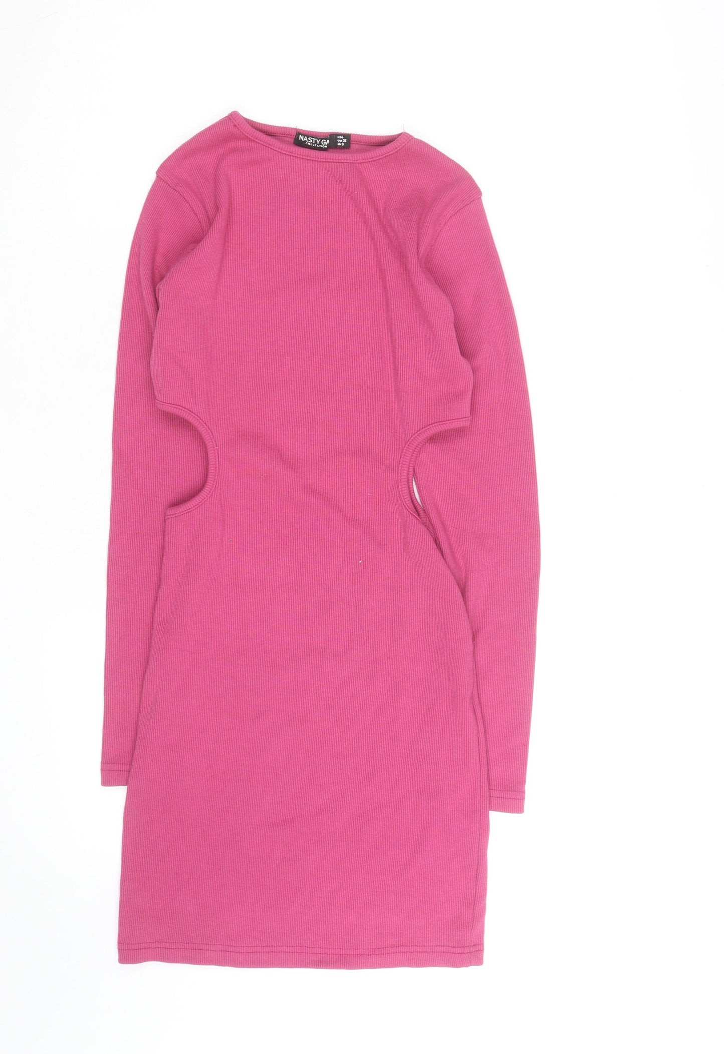 Nasty Gal Women’s Pink Cut-Out Long Sleeve Bodycon Dress Size 8
