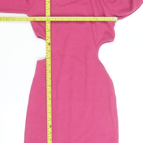 Nasty Gal Women’s Pink Cut-Out Long Sleeve Bodycon Dress Size 8
