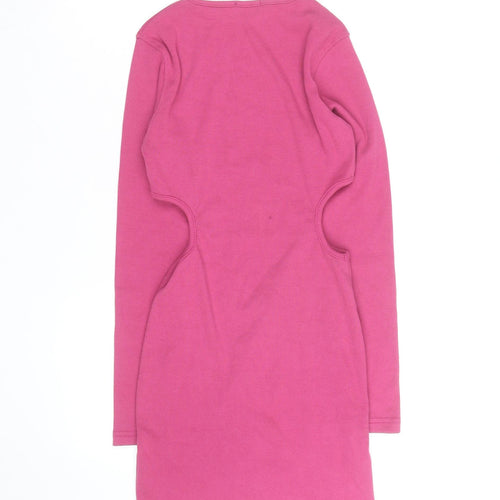 Nasty Gal Women’s Pink Cut-Out Long Sleeve Bodycon Dress Size 8