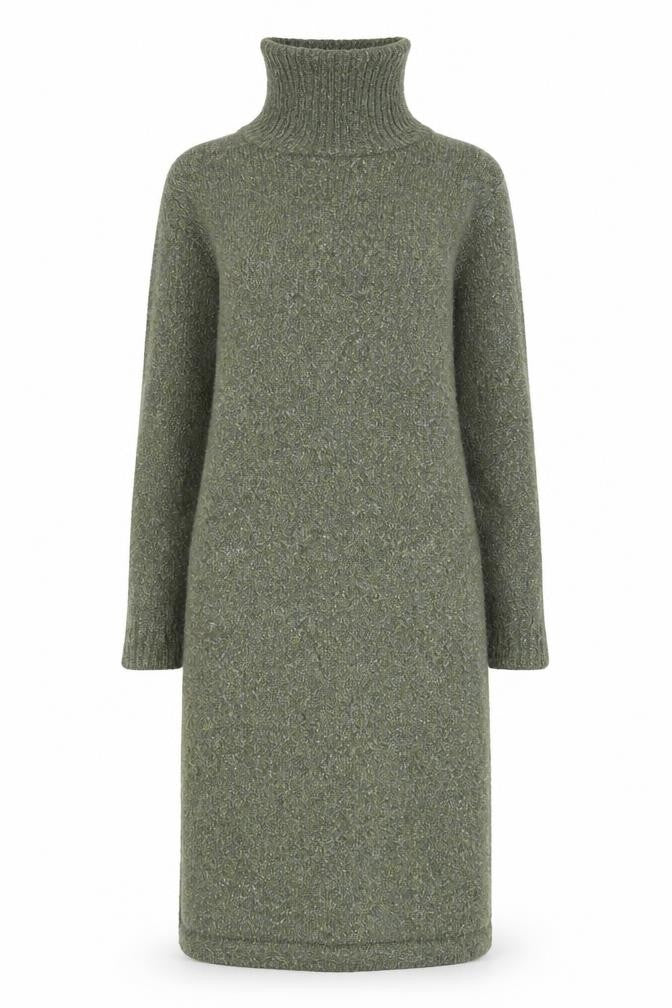 Yes Lola Women’s Green Knit Turtleneck Midi Bodycon Wool Dress S