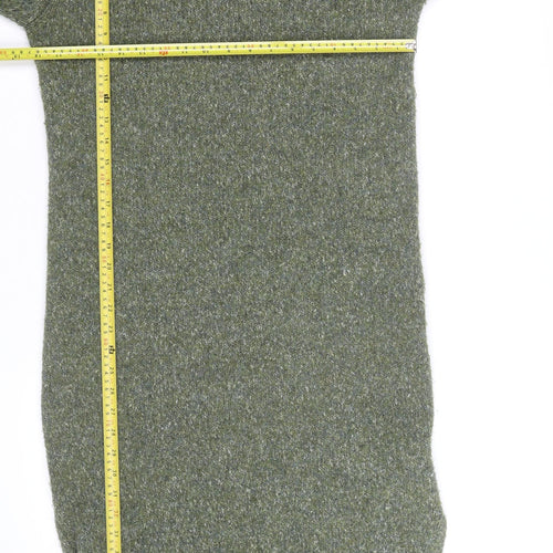 Yes Lola Women’s Green Knit Turtleneck Midi Bodycon Wool Dress S