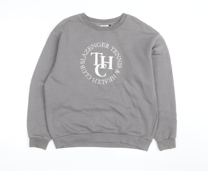 Slazenger Men’s Grey Crew Neck Pullover Sweatshirt S Sports Logo