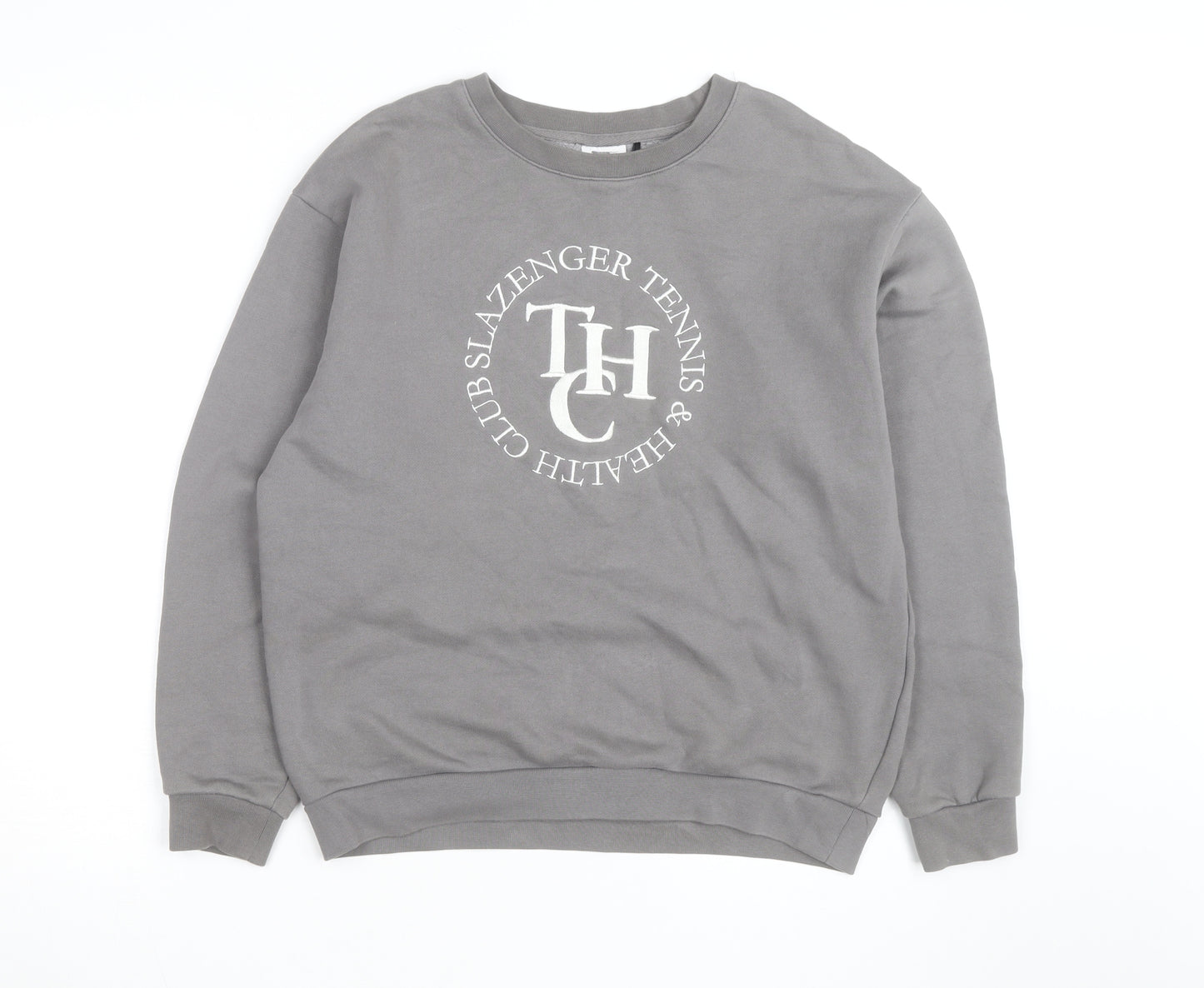 Slazenger Men’s Grey Crew Neck Pullover Sweatshirt S Sports Logo