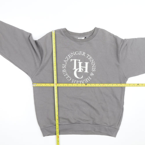 Slazenger Men’s Grey Crew Neck Pullover Sweatshirt S Sports Logo