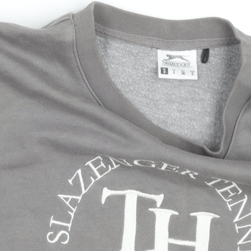 Slazenger Men’s Grey Crew Neck Pullover Sweatshirt S Sports Logo