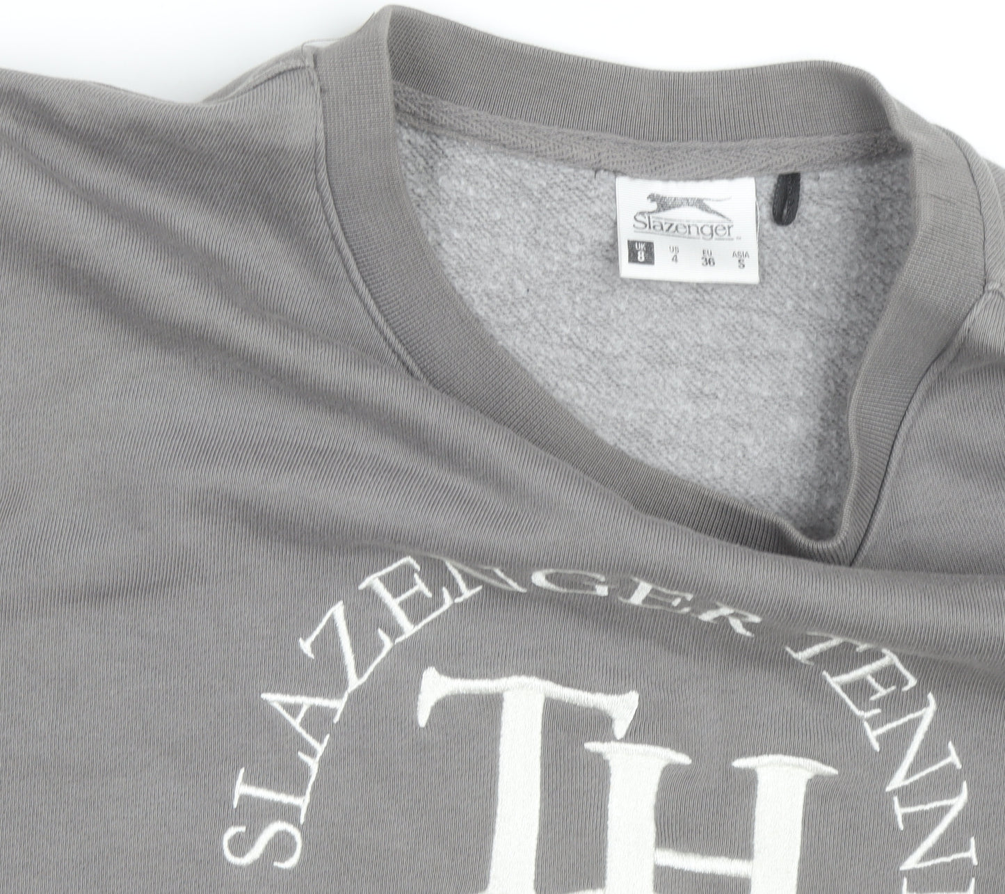 Slazenger Men’s Grey Crew Neck Pullover Sweatshirt S Sports Logo