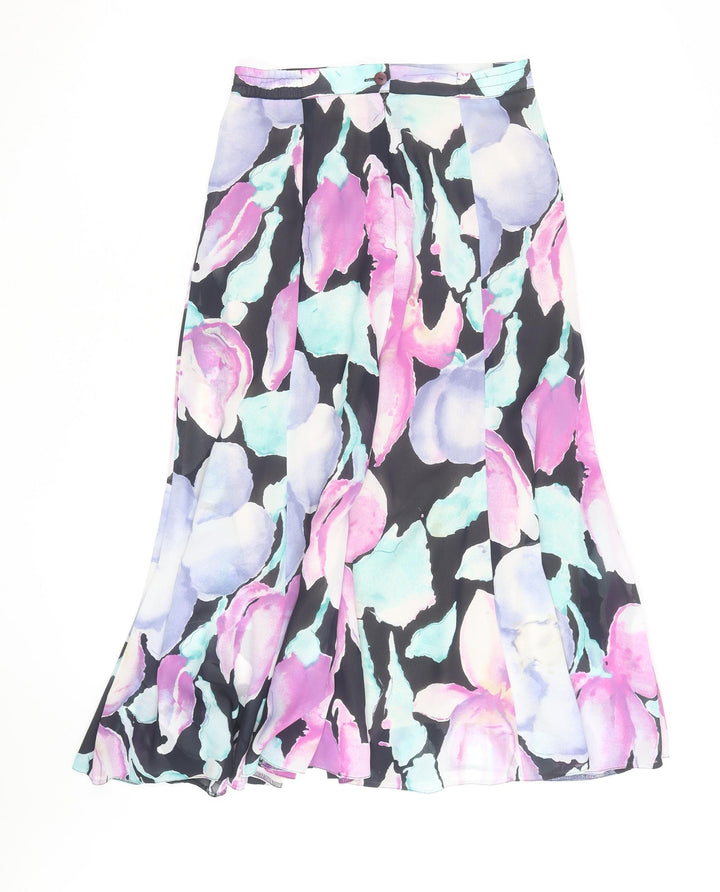 Jacques Vert Women's Multicoloured Floral Midi A-Line Skirt Size 12