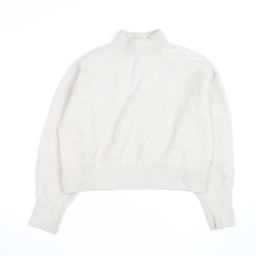 & Other Stories Women Beige Mock Neck Wool Blend Jumper Size M