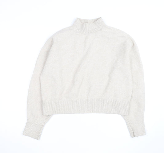 & Other Stories Women Beige Mock Neck Wool Blend Jumper Size M