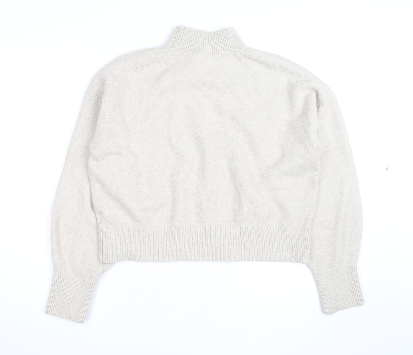 & Other Stories Women Beige Mock Neck Wool Blend Jumper Size M