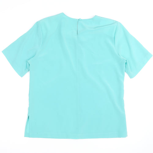 Jacques Vert Women’s Blue Embroidered Short Sleeve Blouse Size 12