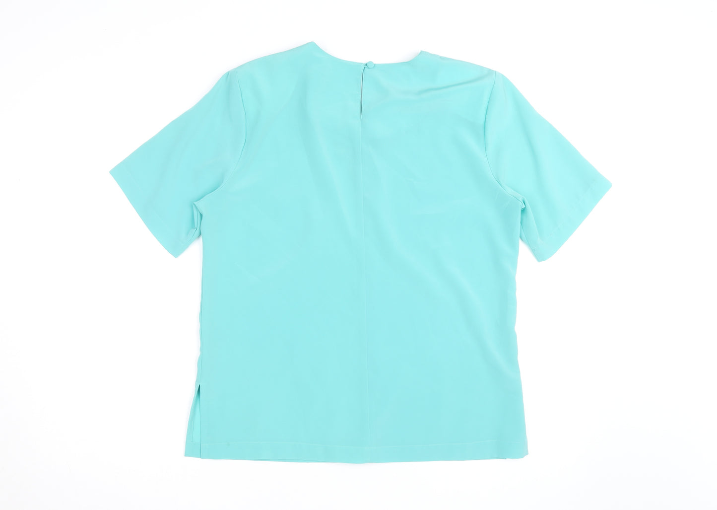 Jacques Vert Women’s Blue Embroidered Short Sleeve Blouse Size 12