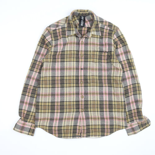 Replay Men's Multicoloured Plaid Flannel Button-Up Shirt L
