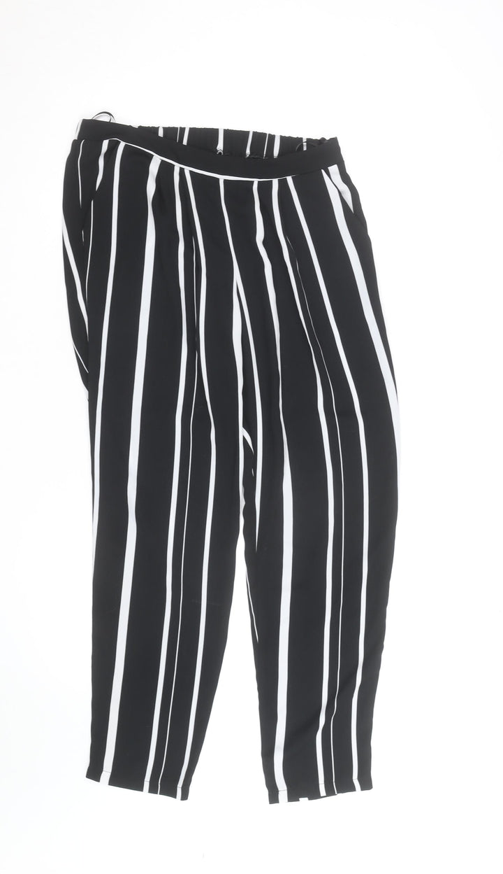 Wallis Women’s Black Striped Cropped Trousers Size 10