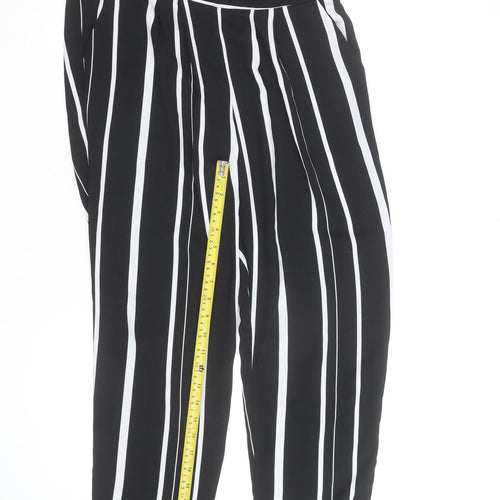 Wallis Women’s Black Striped Cropped Trousers Size 10