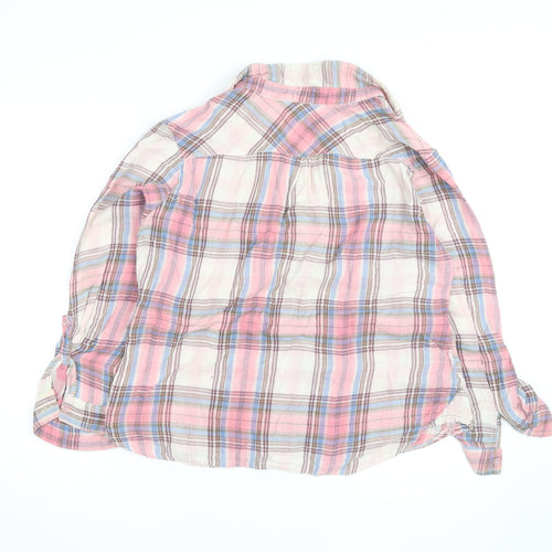 Influence Women's Pink Plaid Long Sleeve Cotton Button-Up Shirt Size 16
