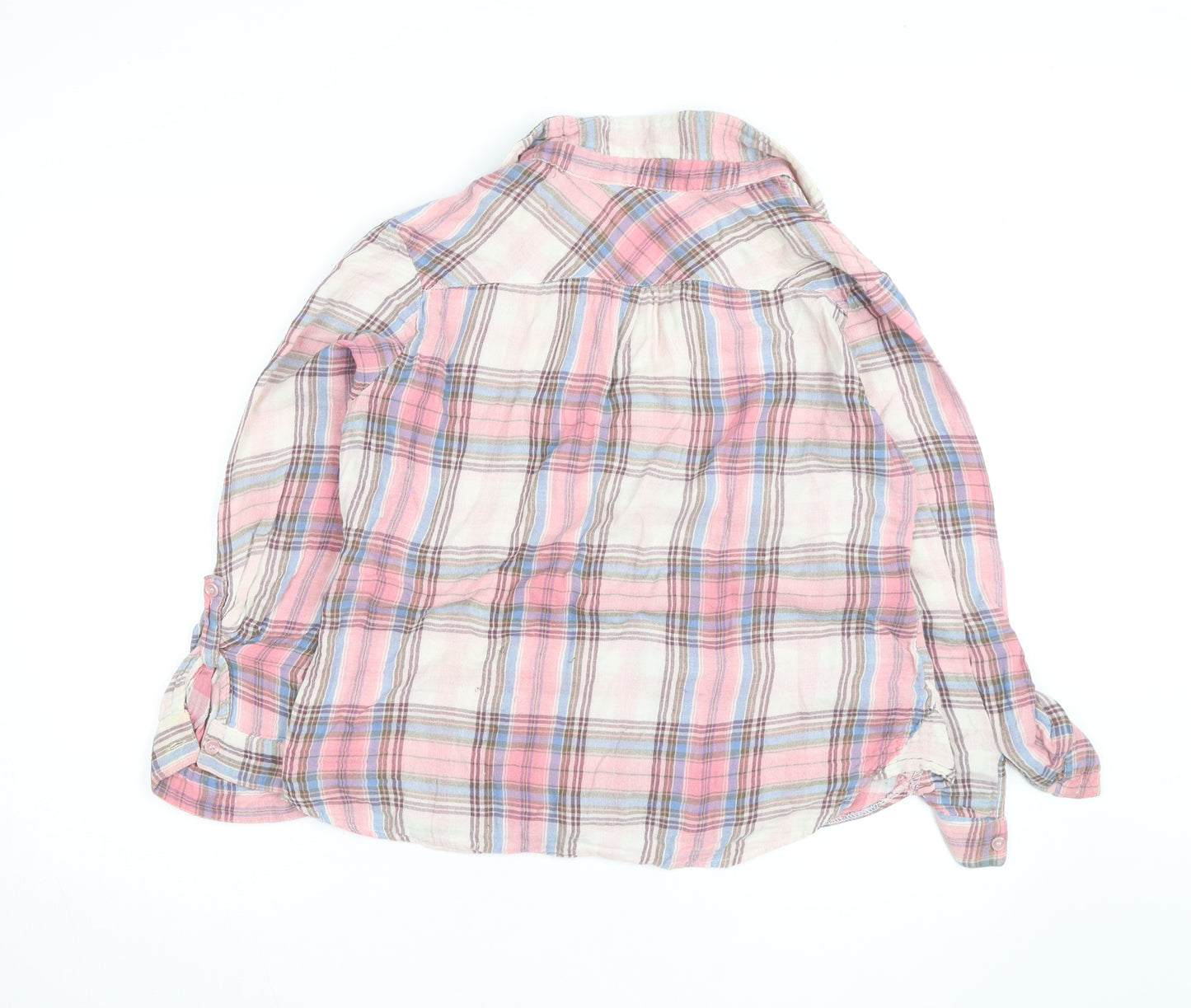 Influence Women's Pink Plaid Long Sleeve Cotton Button-Up Shirt Size 16
