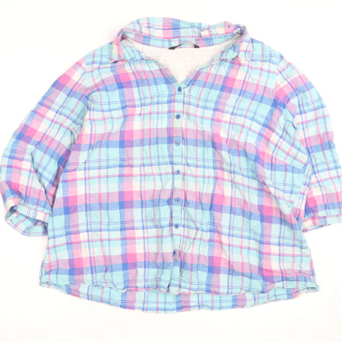 Bm Casual Women's Multicoloured Check Cotton 3/4 Sleeve Button-Up Shirt Size 22