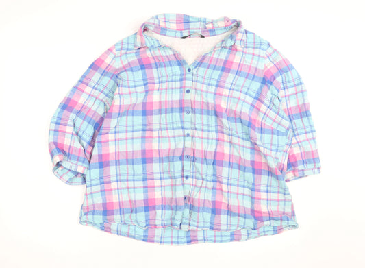 Bm Casual Women's Multicoloured Check Cotton 3/4 Sleeve Button-Up Shirt Size 22