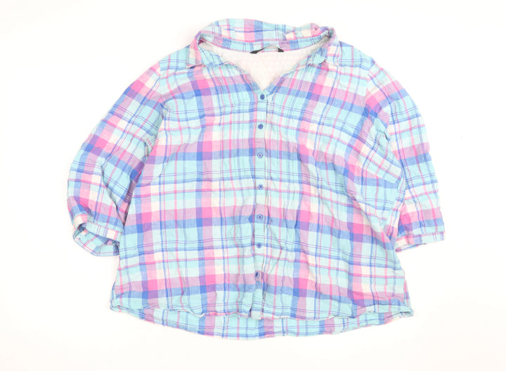 Bm Casual Women's Multicoloured Check Cotton 3/4 Sleeve Button-Up Shirt Size 22
