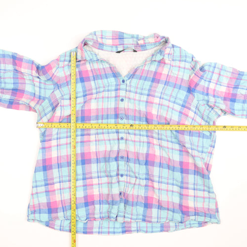 Bm Casual Women's Multicoloured Check Cotton 3/4 Sleeve Button-Up Shirt Size 22