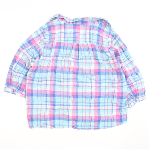 Bm Casual Women's Multicoloured Check Cotton 3/4 Sleeve Button-Up Shirt Size 22