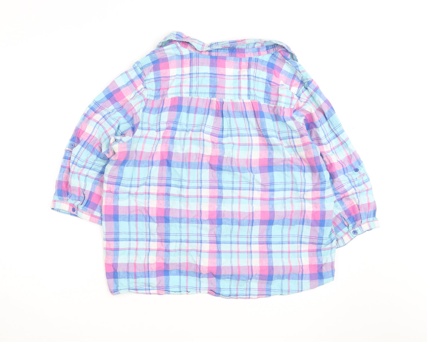 Bm Casual Women's Multicoloured Check Cotton 3/4 Sleeve Button-Up Shirt Size 22