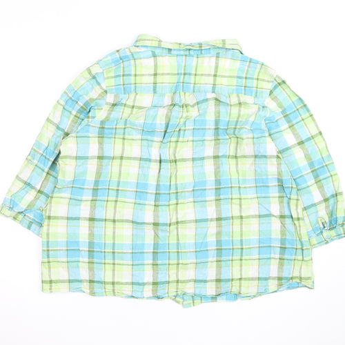 Bm Casual Women Multicoloured Check Linen Blend 3/4 Sleeve Button-Up Shirt Size 22