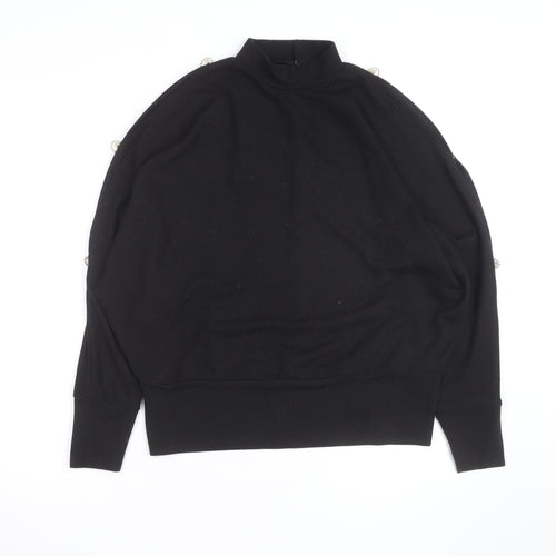 Blue Vanilla Women’s Black Beaded Mock Neck Long Sleeve Pullover Jumper Size M