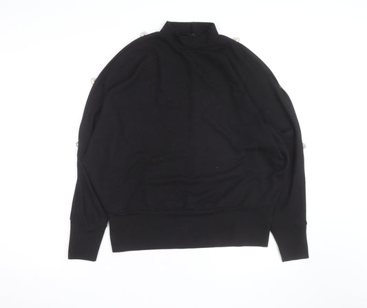 Blue Vanilla Women’s Black Beaded Mock Neck Long Sleeve Pullover Jumper Size M