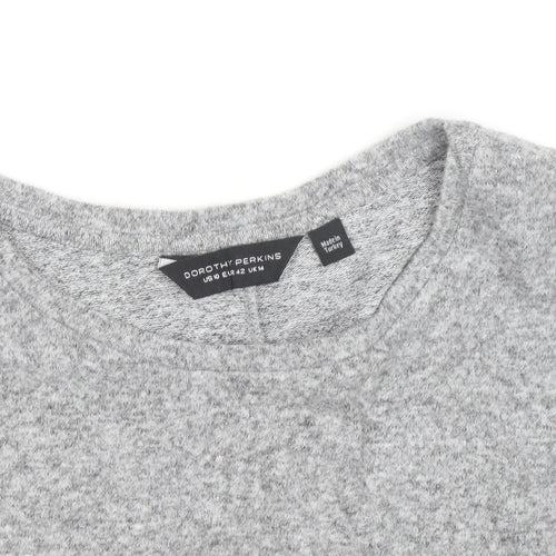 Dorothy Perkins Women's Grey Embroidered Floral Knit Jumper UK14