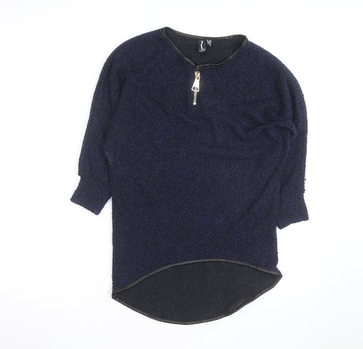 Izabel London Women's Blue 1/4 Zip Knit Jumper Size S 8/10