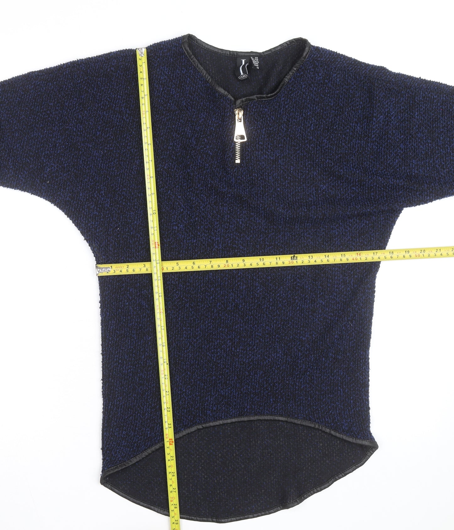 Izabel London Women's Blue 1/4 Zip Knit Jumper Size S 8/10