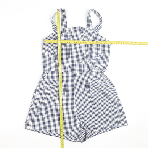 New Look Women's Blue Gingham Check Cotton Sleeveless Playsuit UK 8