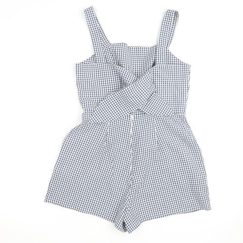 New Look Women's Blue Gingham Check Cotton Sleeveless Playsuit UK 8