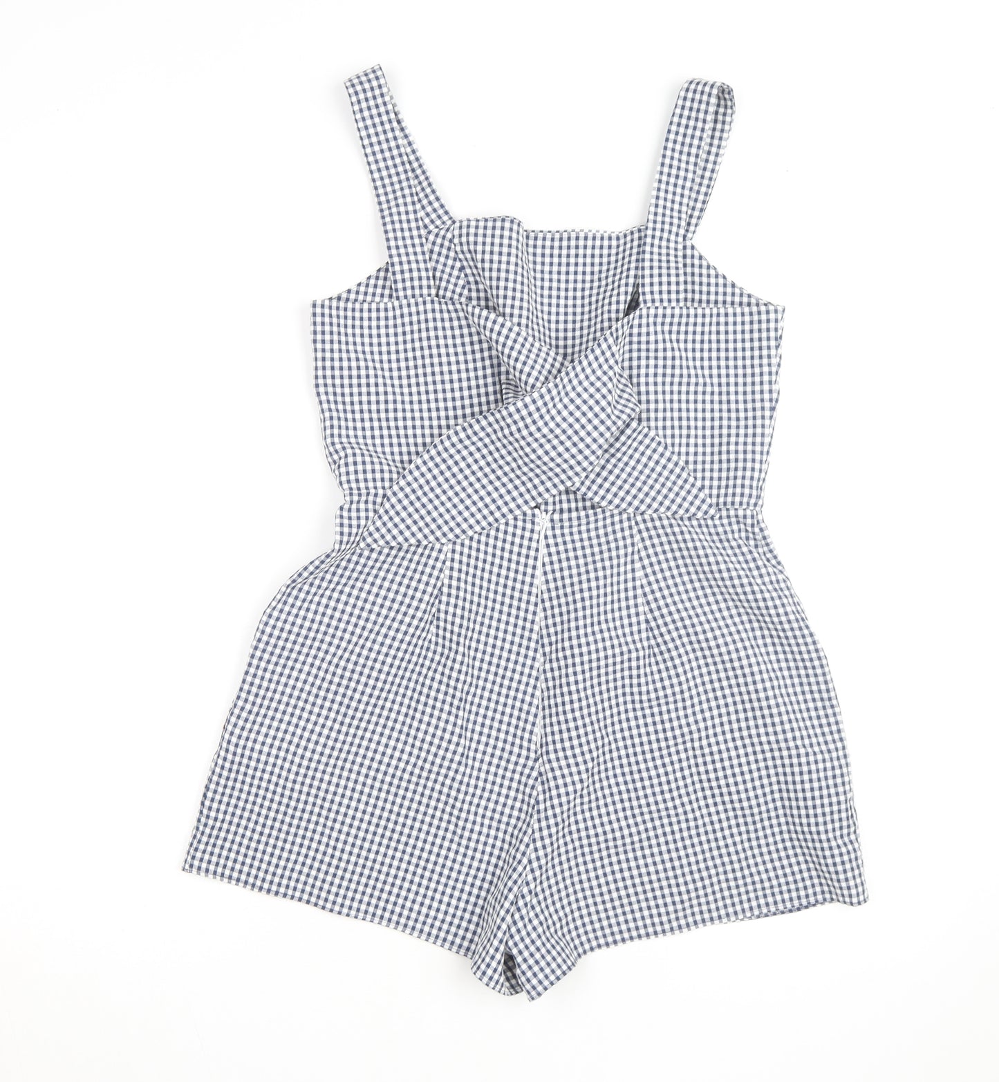 New Look Women's Blue Gingham Check Cotton Sleeveless Playsuit UK 8
