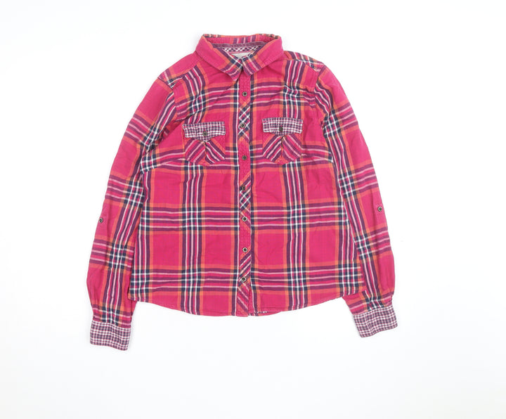 Falmer Heritage Women's Pink Plaid Cotton Button-Up Shirt Size 12