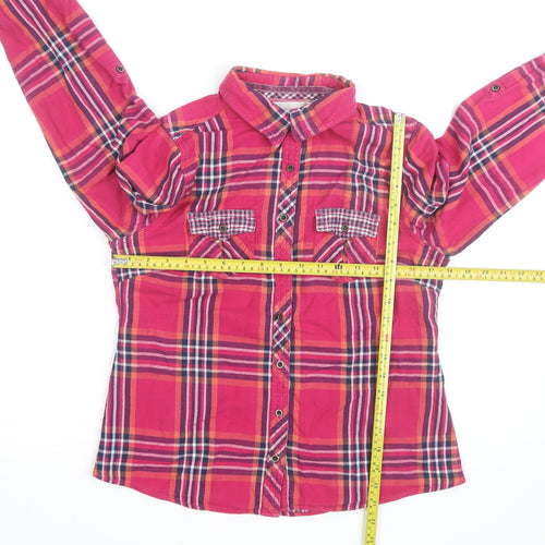 Falmer Heritage Women's Pink Plaid Cotton Button-Up Shirt Size 12