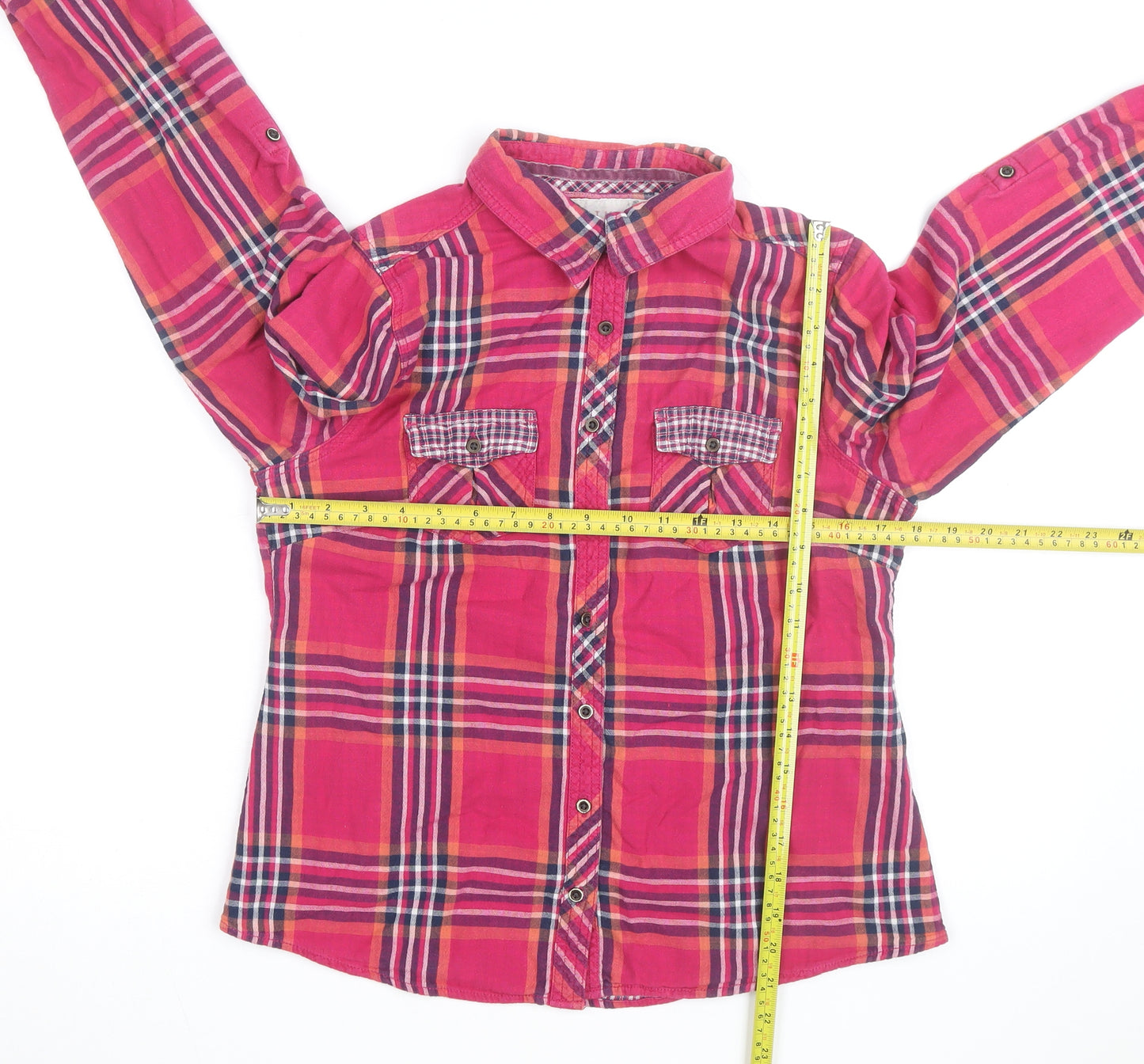 Falmer Heritage Women's Pink Plaid Cotton Button-Up Shirt Size 12
