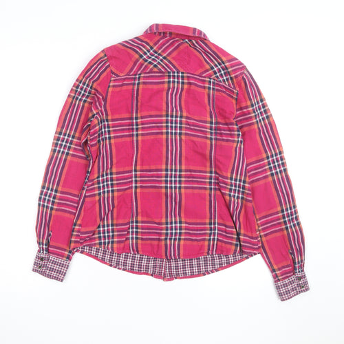 Falmer Heritage Women's Pink Plaid Cotton Button-Up Shirt Size 12