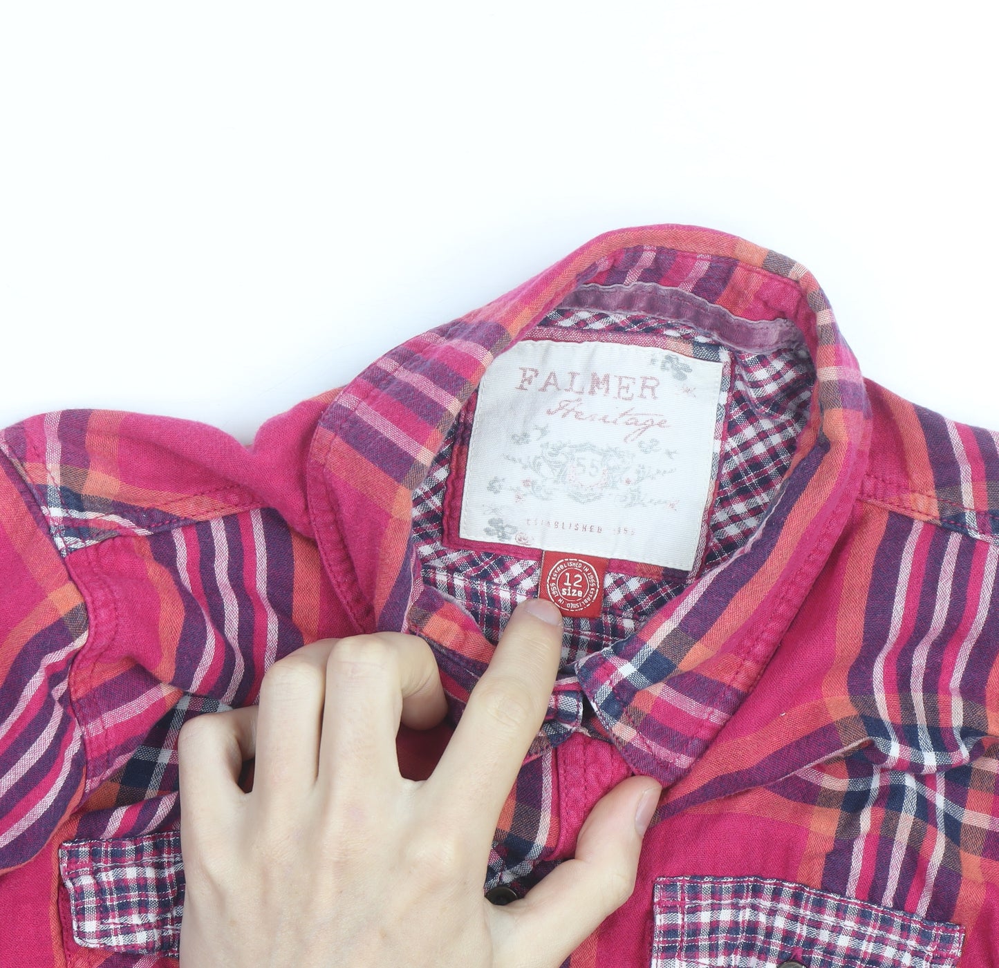 Falmer Heritage Women's Pink Plaid Cotton Button-Up Shirt Size 12