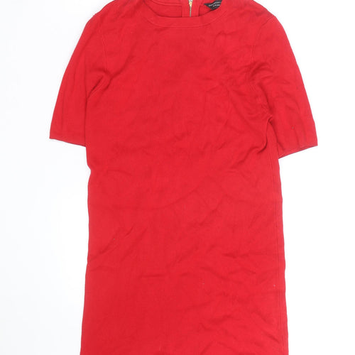 Dorothy Perkins Women Red Short Sleeve Shift Dress Size 14