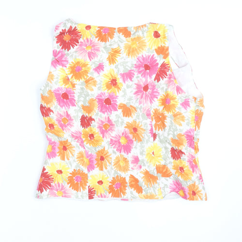 Kaliko Women’s Multicoloured Floral Linen Blend Sleeveless Blouse Size 14