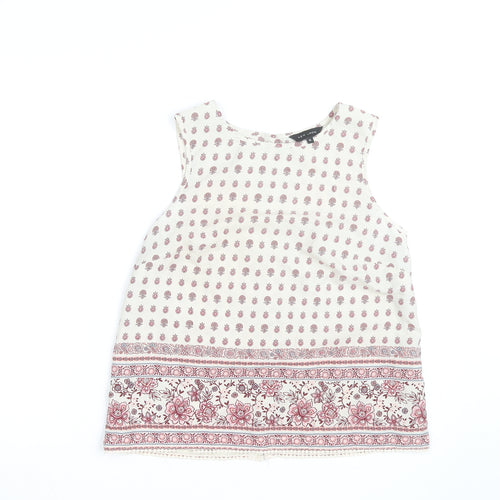 New Look Women’s Ivory Floral Tunic Sleeveless Blouse Size 12