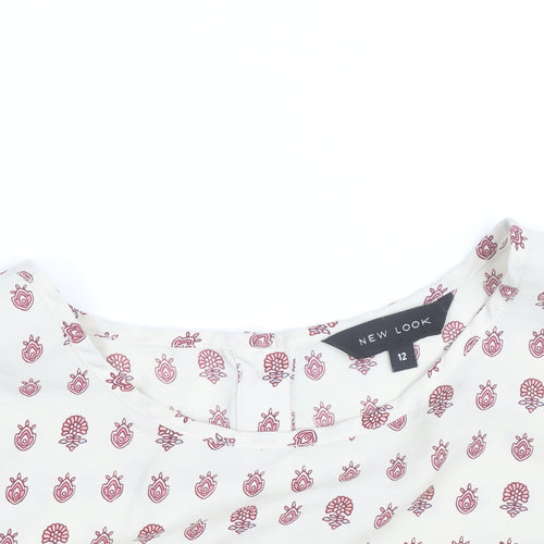 New Look Women’s Ivory Floral Tunic Sleeveless Blouse Size 12